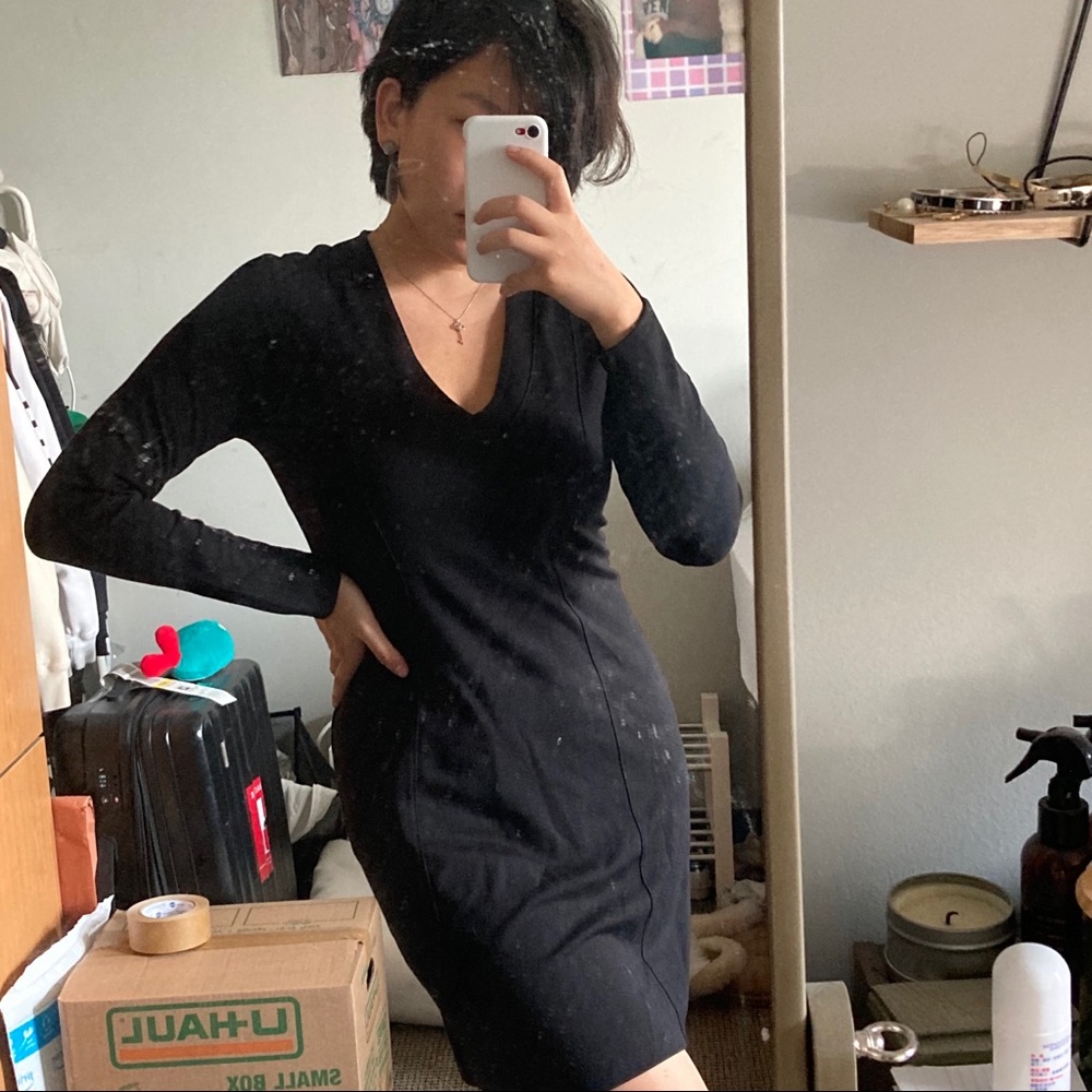 Hm bodycon Long sleeve black mini dress